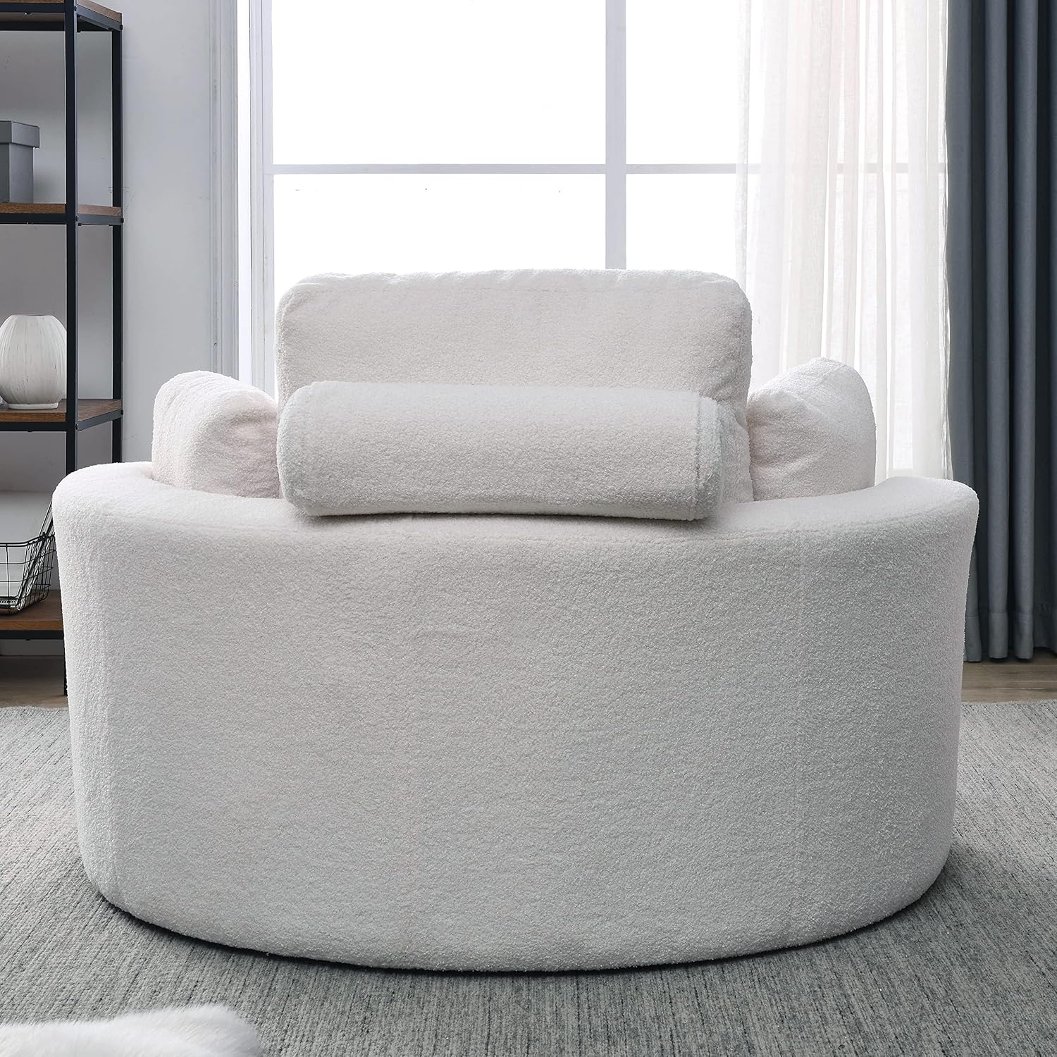 HomthtSof Swivel Accent Barrel Modern Grey Sofa Lounge Club Big Round Chair