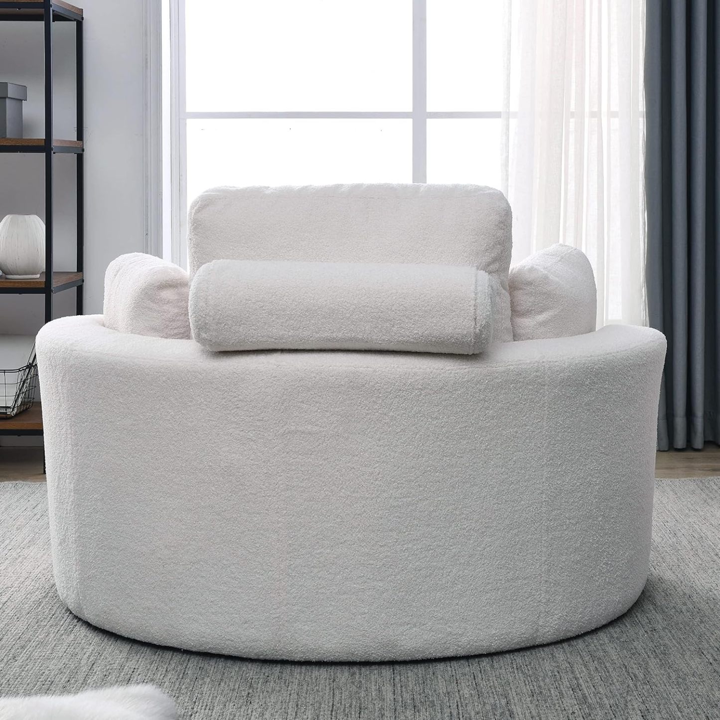 HomthtSof Swivel Accent Barrel Modern Grey Sofa Lounge Club Big Round Chair