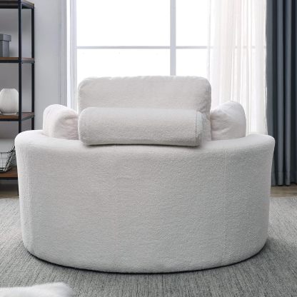 HomthtSof Swivel Accent Barrel Modern Grey Sofa Lounge Club Big Round Chair