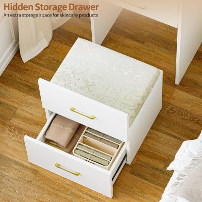 Gurexl 3-in-1 Small Vanity with Plip Top Mirror and Chair