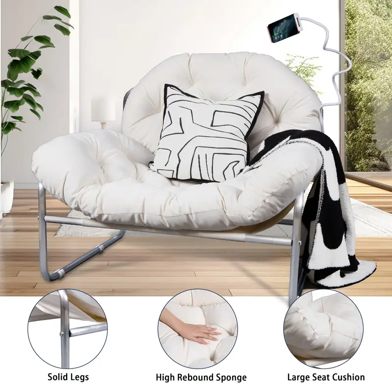 Comfy Oversized Modern Lazy Chair with Phone Holder