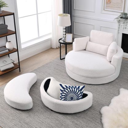 HomthtSof Swivel Accent Barrel Modern Grey Sofa Lounge Club Big Round Chair