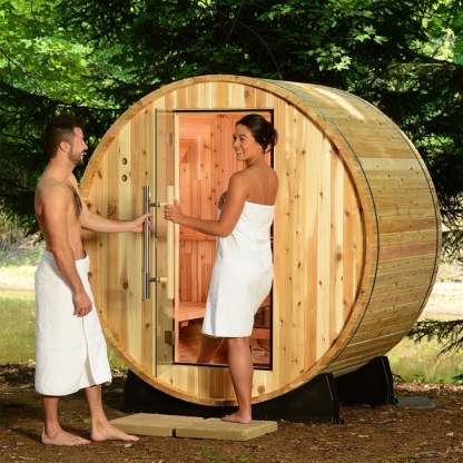 Almost Heaven Saunas Duet 2-Person Outdoor Barrel Sauna