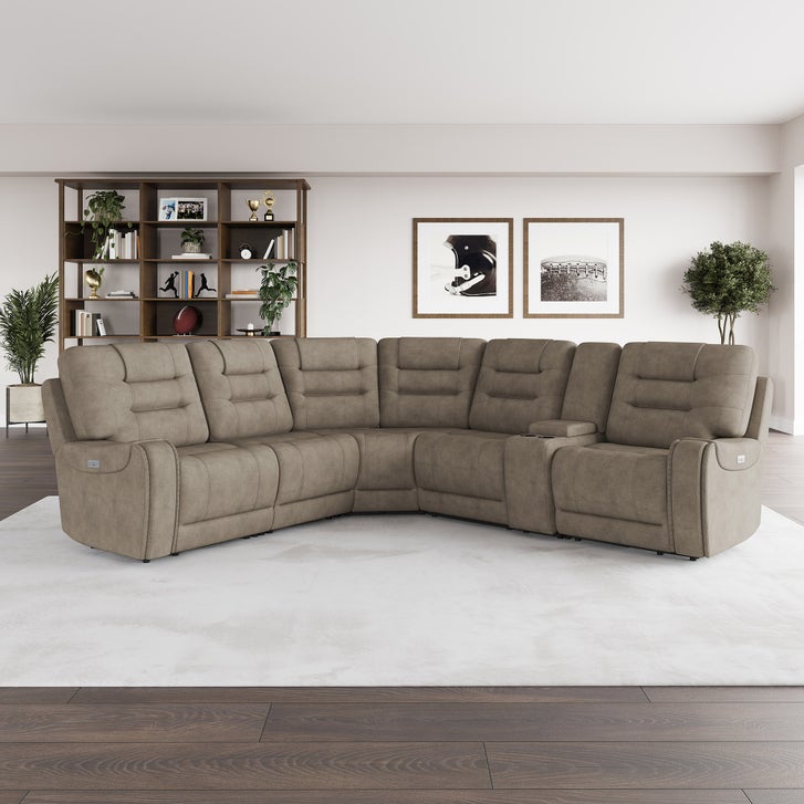 Barcalounger Carmelo Fabric Power Reclining Sectional with Power Headrests