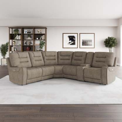 Barcalounger Carmelo Fabric Power Reclining Sectional with Power Headrests