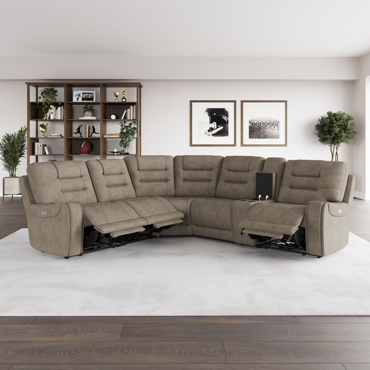 Barcalounger Carmelo Fabric Power Reclining Sectional with Power Headrests