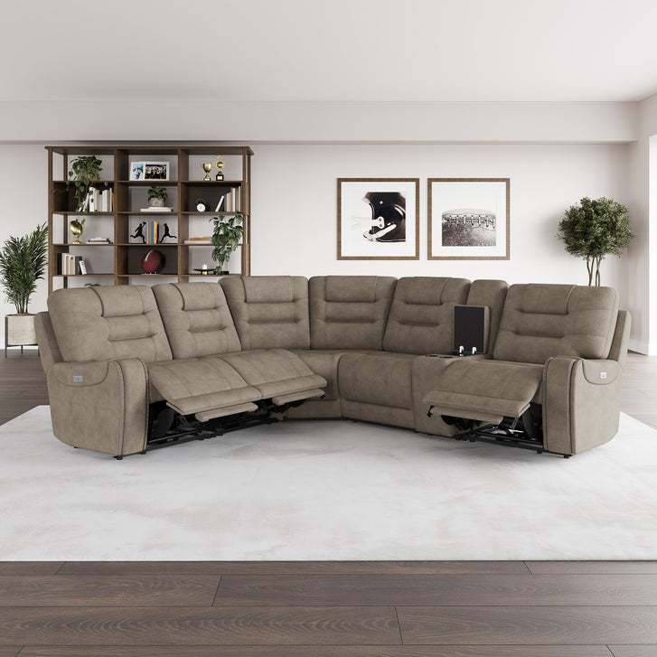 Barcalounger Carmelo Fabric Power Reclining Sectional with Power Headrests