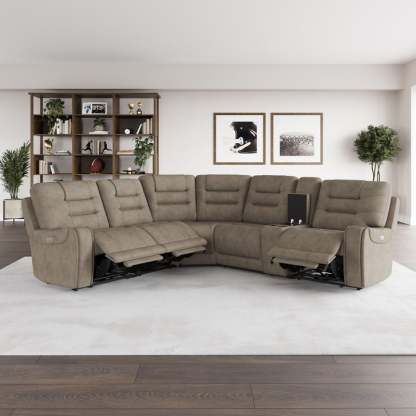 Barcalounger Carmelo Fabric Power Reclining Sectional with Power Headrests