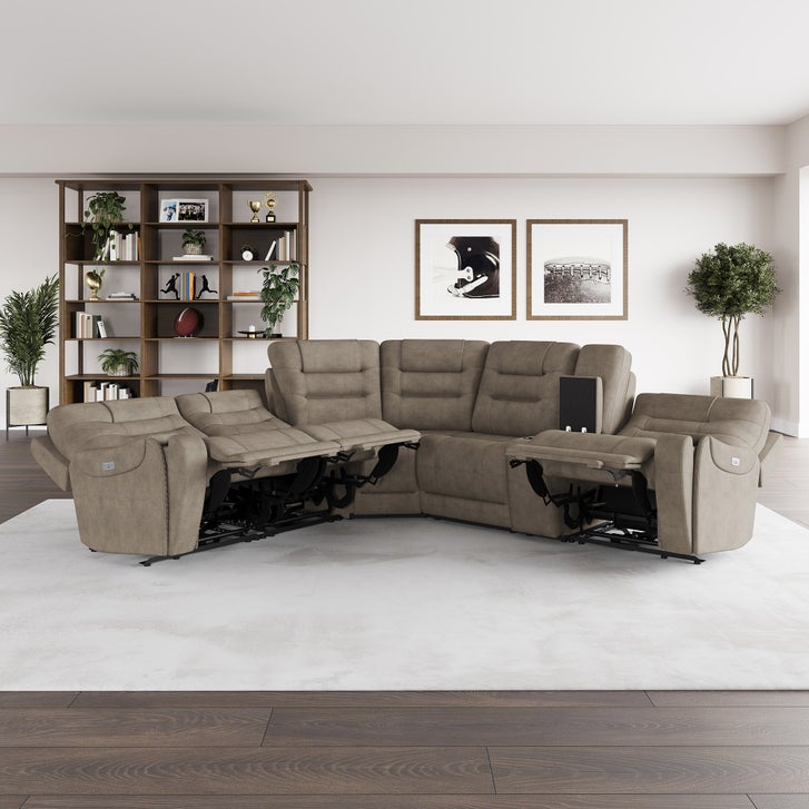 Barcalounger Carmelo Fabric Power Reclining Sectional with Power Headrests