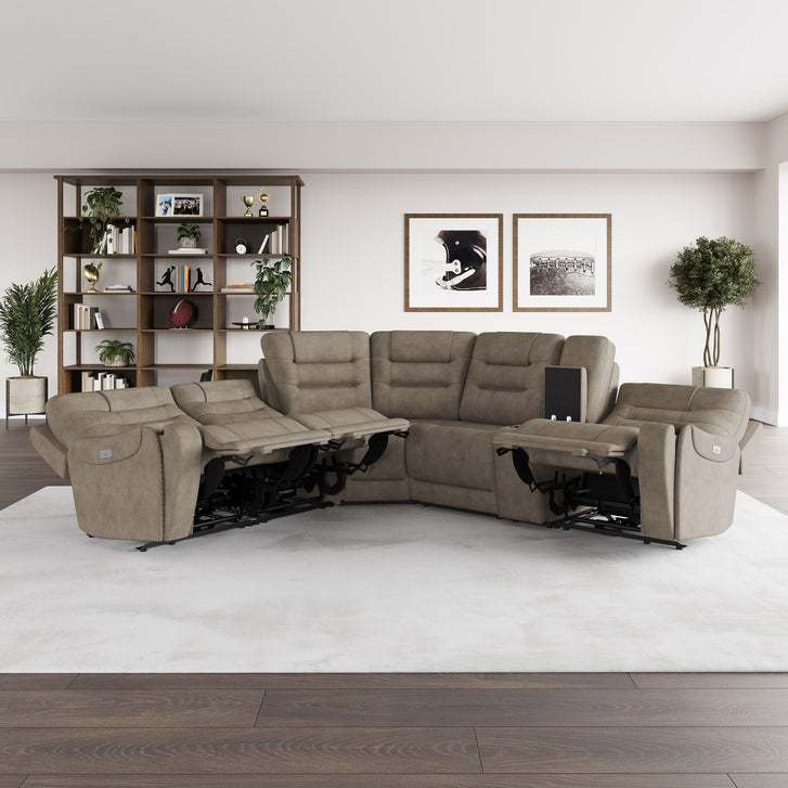 Barcalounger Carmelo Fabric Power Reclining Sectional with Power Headrests