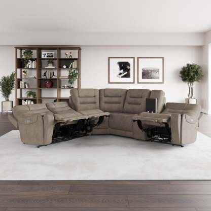 Barcalounger Carmelo Fabric Power Reclining Sectional with Power Headrests
