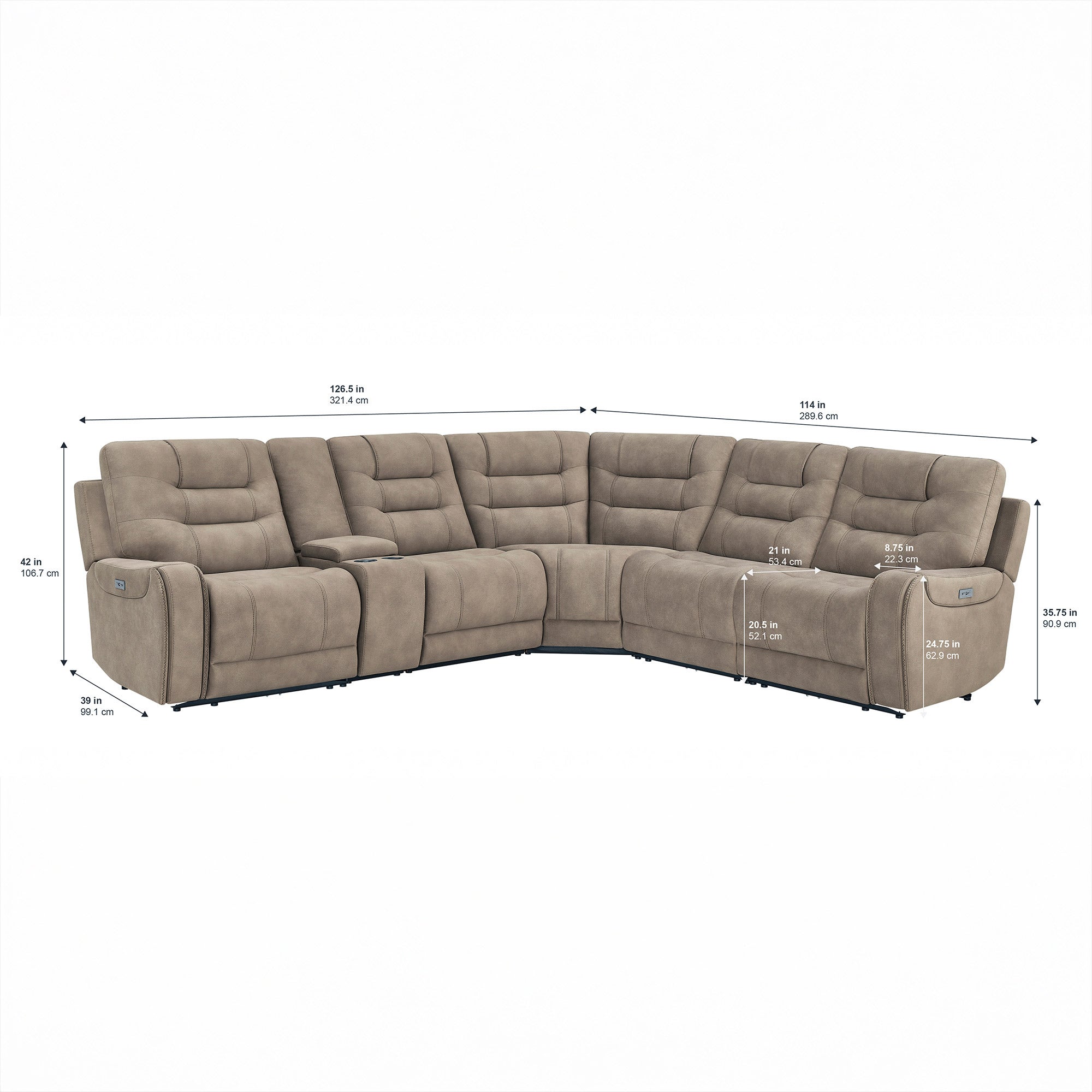 Barcalounger Carmelo Fabric Power Reclining Sectional with Power Headrests