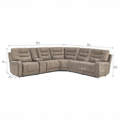 Barcalounger Carmelo Fabric Power Reclining Sectional with Power Headrests