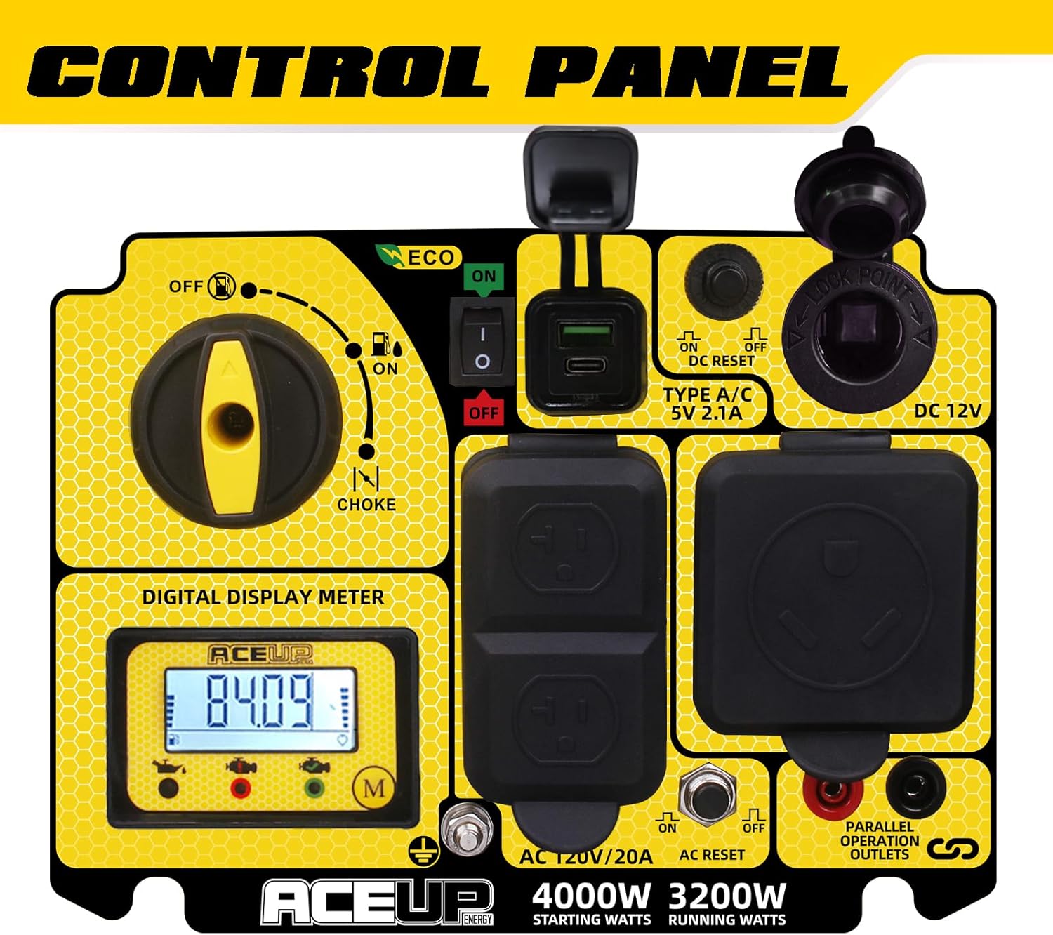 Aceup Energy 4000W Portable Inverter Generator (AI4000S-1)