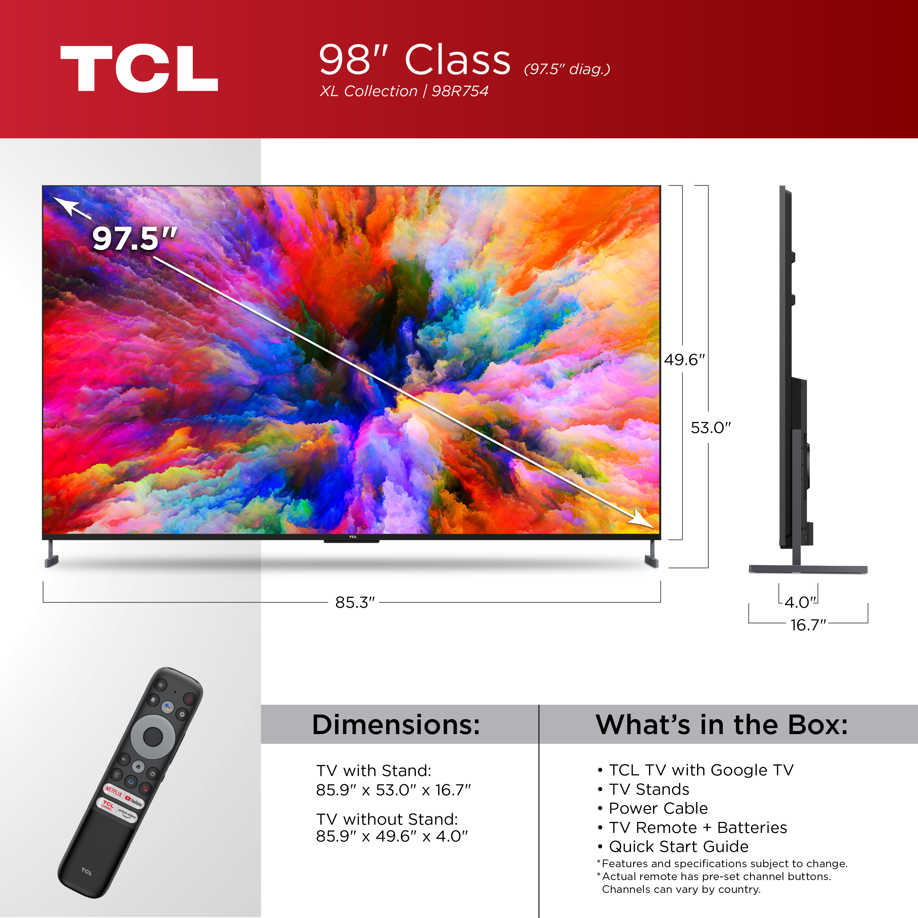 TCL 98" Class XL Collection 4K UHD QLED Smart Google TV
