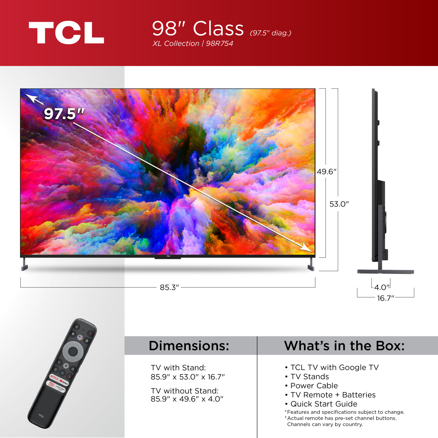 TCL 98" Class XL Collection 4K UHD QLED Smart Google TV
