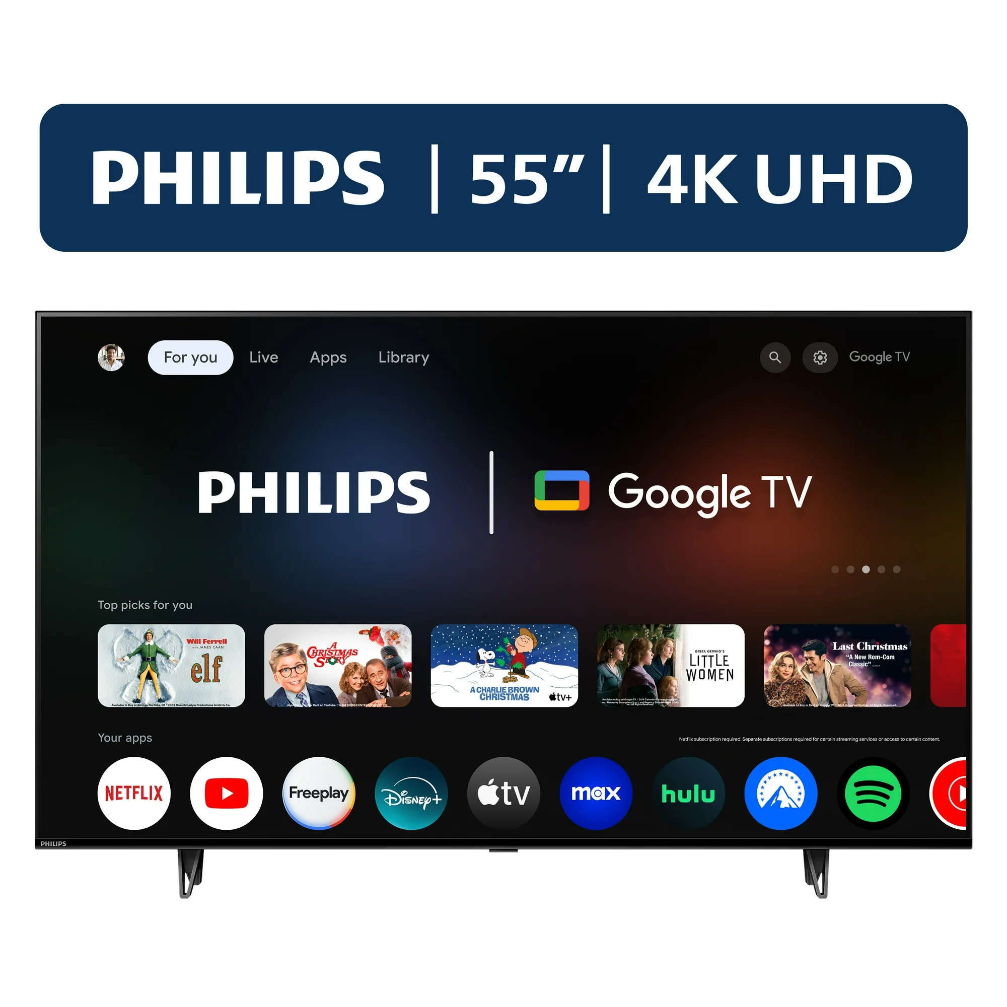 Phithtlips 55" Class 4K Ultra HD (2160p) Google Smart LED TV (55PUL7552/F7) (New)