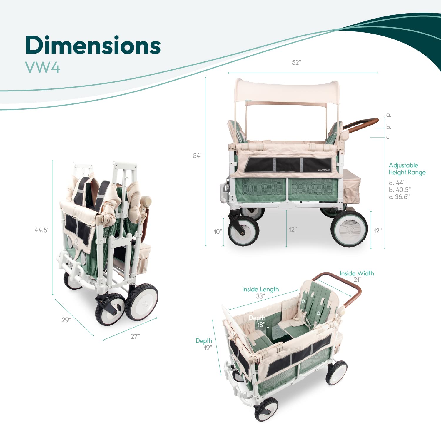 WONDthtERFOLD Vothtlkswthtagen Quad Stroller Wagon (4 Seater)