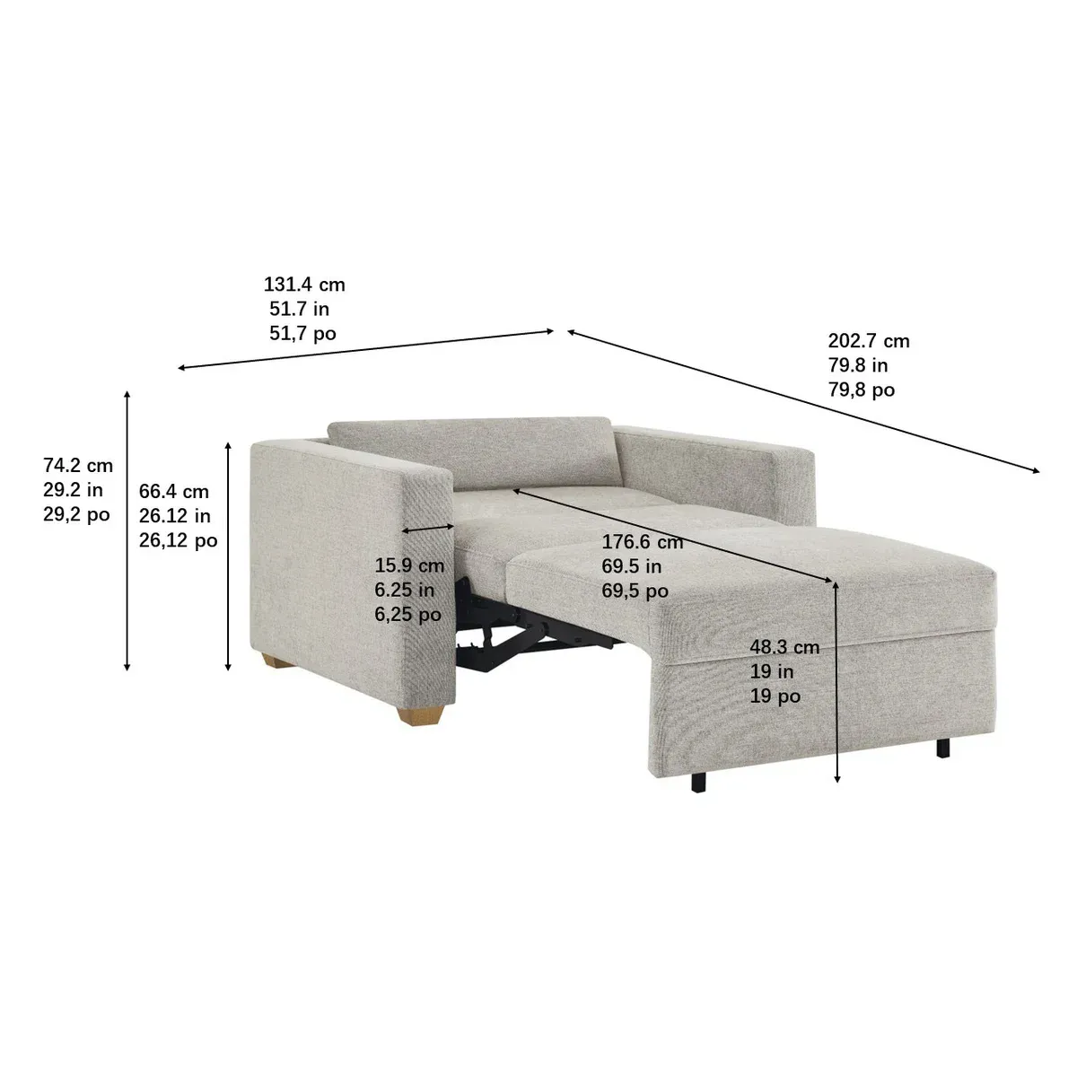 Thomathtsville Dillard Fabric Twin Size Convertible Sleeper Chair