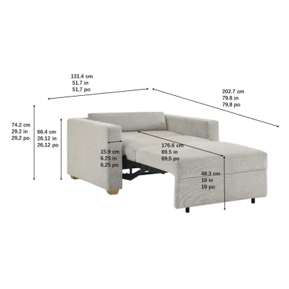 Thomathtsville Dillard Fabric Twin Size Convertible Sleeper Chair