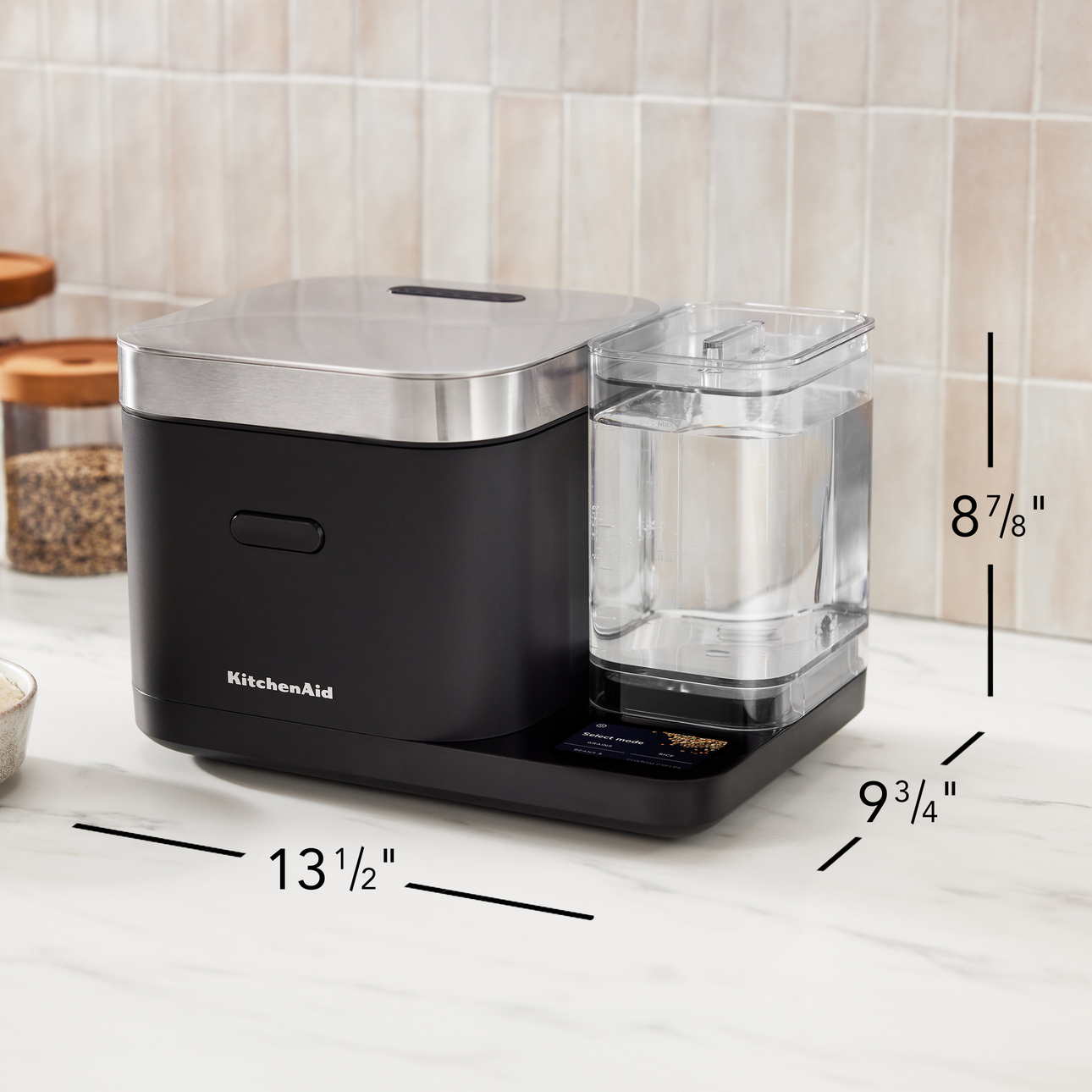 KitchenAid Grain and Rice Cooker 8 Cup with Automatically Sensing Integrated Scale + Water Tank, KGC3155BM