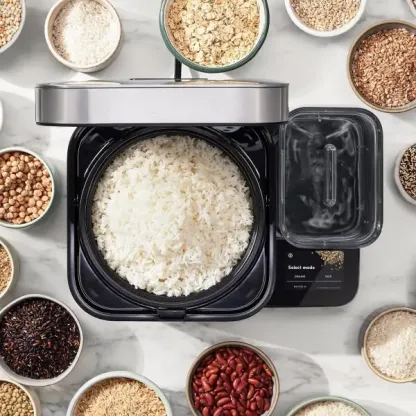 KitchthtenAid Grain and Rice Cooker 8 Cup with Automatically Sensing Integrated Scale + Water Tank, KGC3155BM