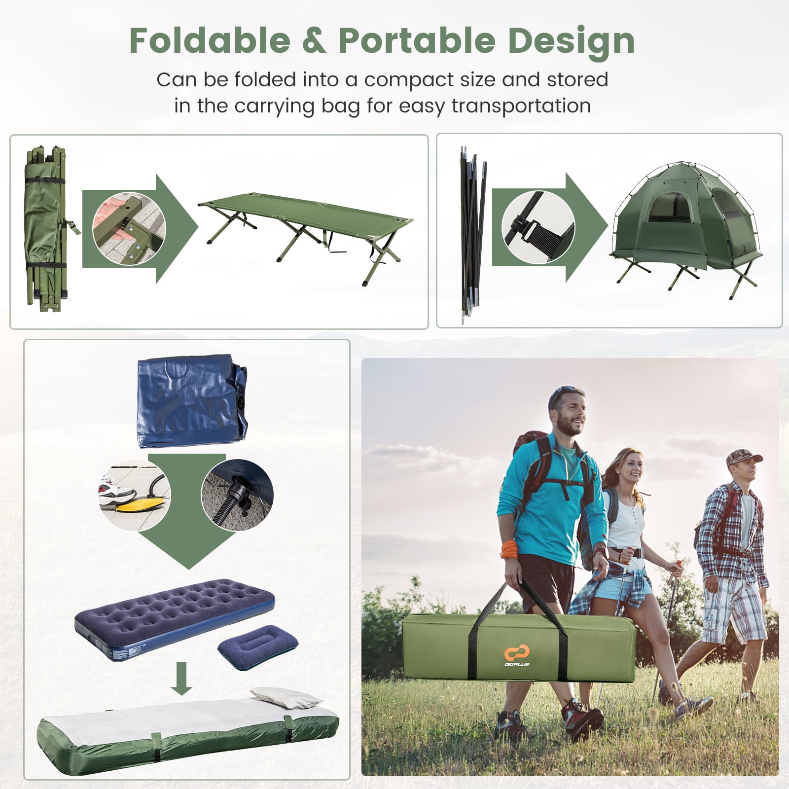 Goplus 1-Person Compact Portable Pop-Up Tent/Camping Cot w/ Air Mattress &  Sleeping Bag - Walmart.ca