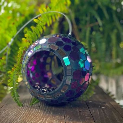 Round Glass Mosaic Fly-Through Bird Feeder
