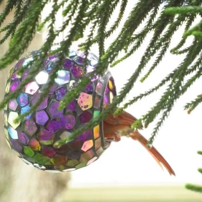 Round Glass Mosaic Fly-Through Bird Feeder