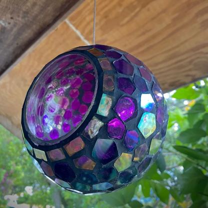 Round Glass Mosaic Fly-Through Bird Feeder