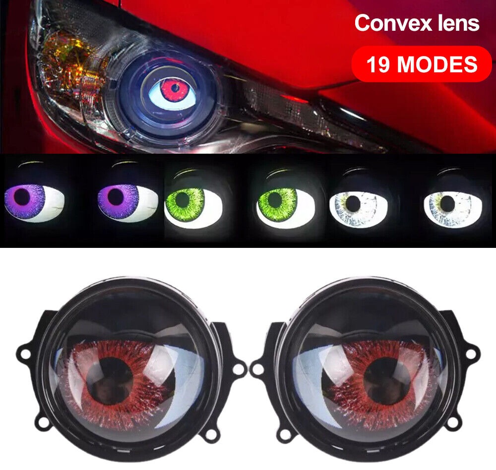 12V LED Devil Eyes Car Light WiFi Control Headlight Red/Ice Blue/Green 19  Modes | eBay