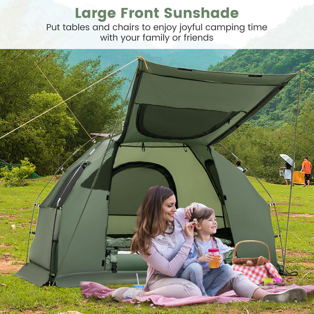 Costway Goplus 1-Person Waterproof Camping Tent Cot with Air Mattress, Pillow & Sleeping Bag