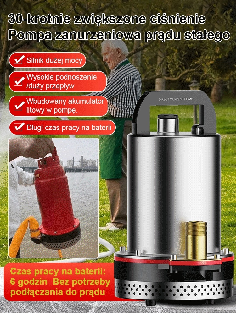 【30-krotne wzmocnienie ciśnienia】Wysokowydajna pompa zanurzeniowa prądu stałego