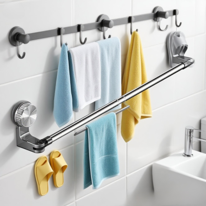 Rozciągany drążek montowany na przyssawki, bez wiercenia