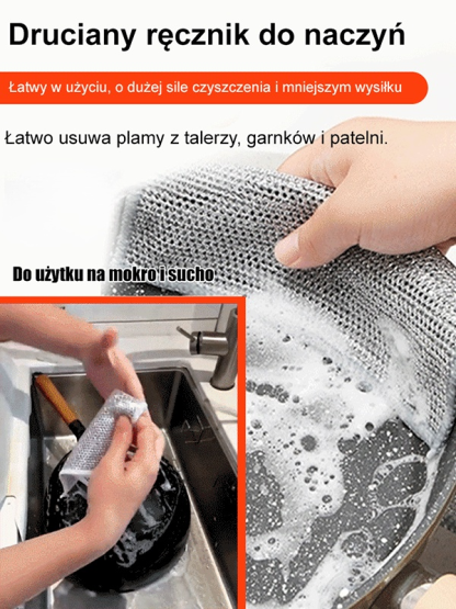 Nieprzywierające ściereczki do naczyń ze srebrnego drutu