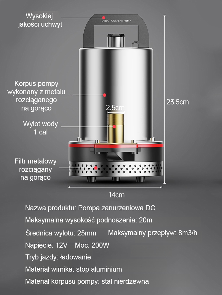 【30-krotne wzmocnienie ciśnienia】Wysokowydajna pompa zanurzeniowa prądu stałego