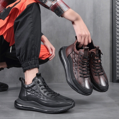 【39-45】Modne włoskie buty męskie ze skóry bydlęcej, wzór krokodyla, podeszwy na poduszkach powietrzn