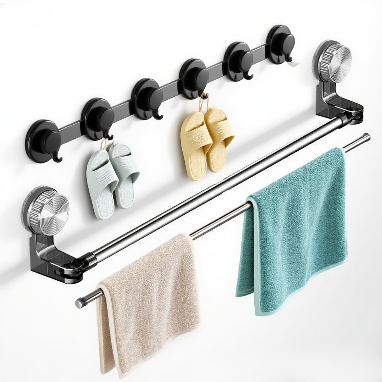 Rozciągany drążek montowany na przyssawki, bez wiercenia