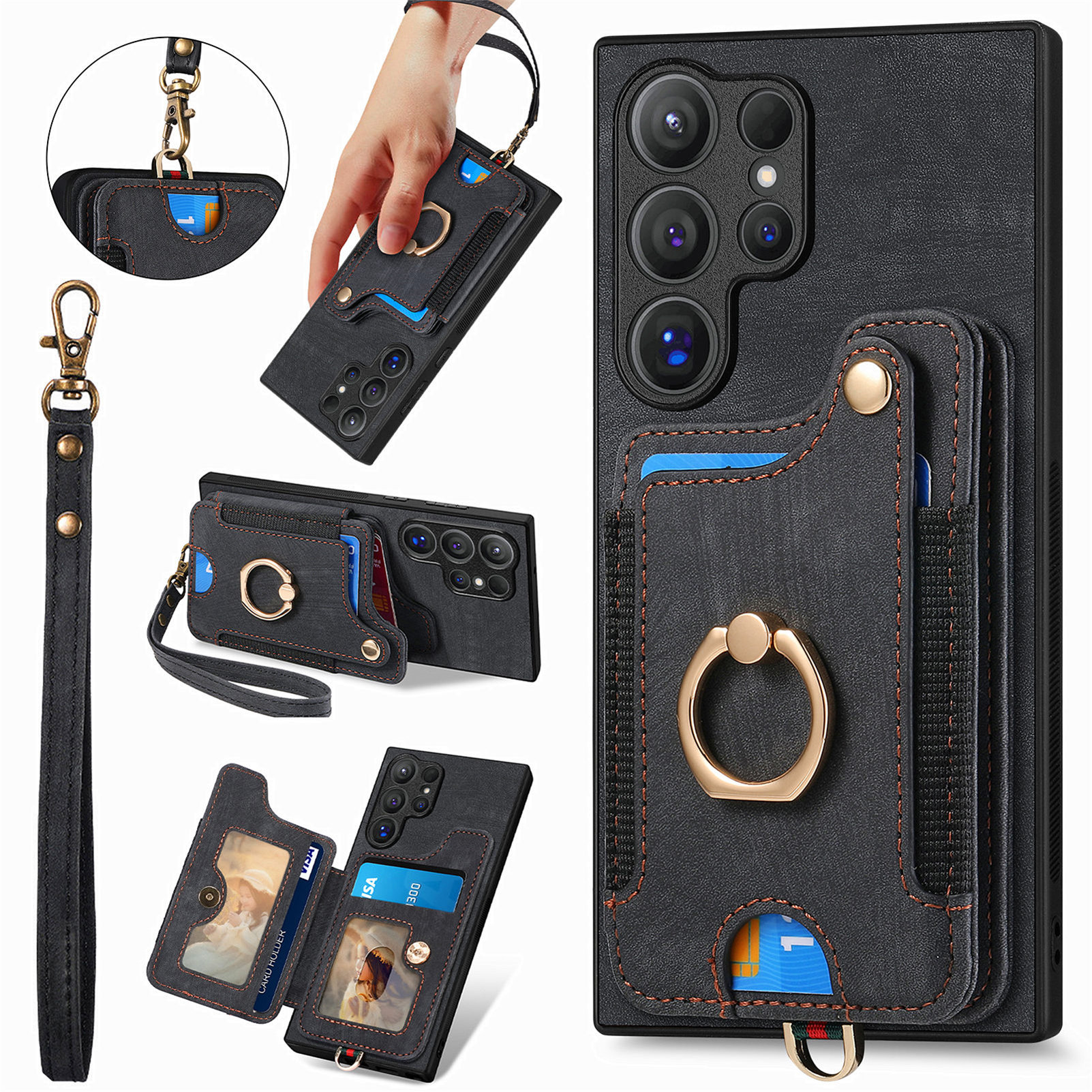 RFID anti-theft brush ring buckle lanyard multi-function card holder