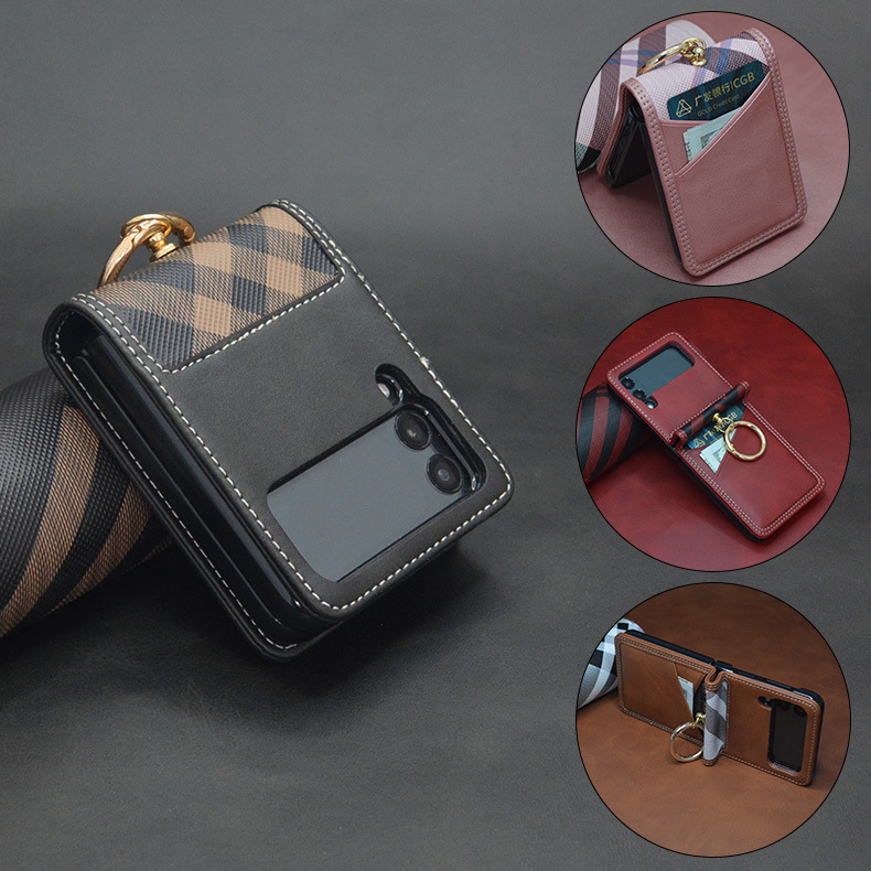 Plaid Contrast Card Holder Phone Case