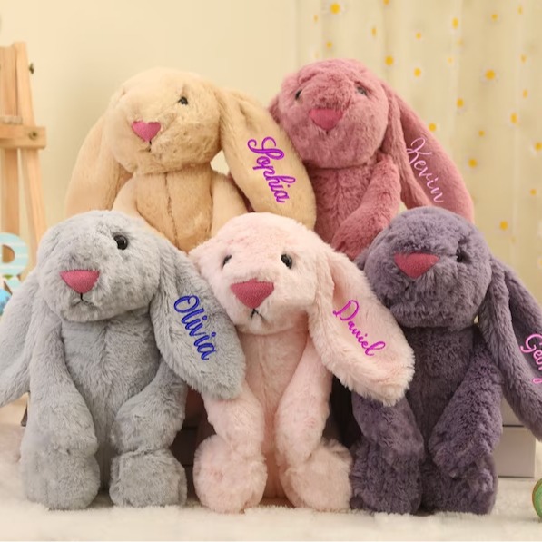 Personalized Bunny Stuffed Plush Toy-Easter Birthday Gift for Children