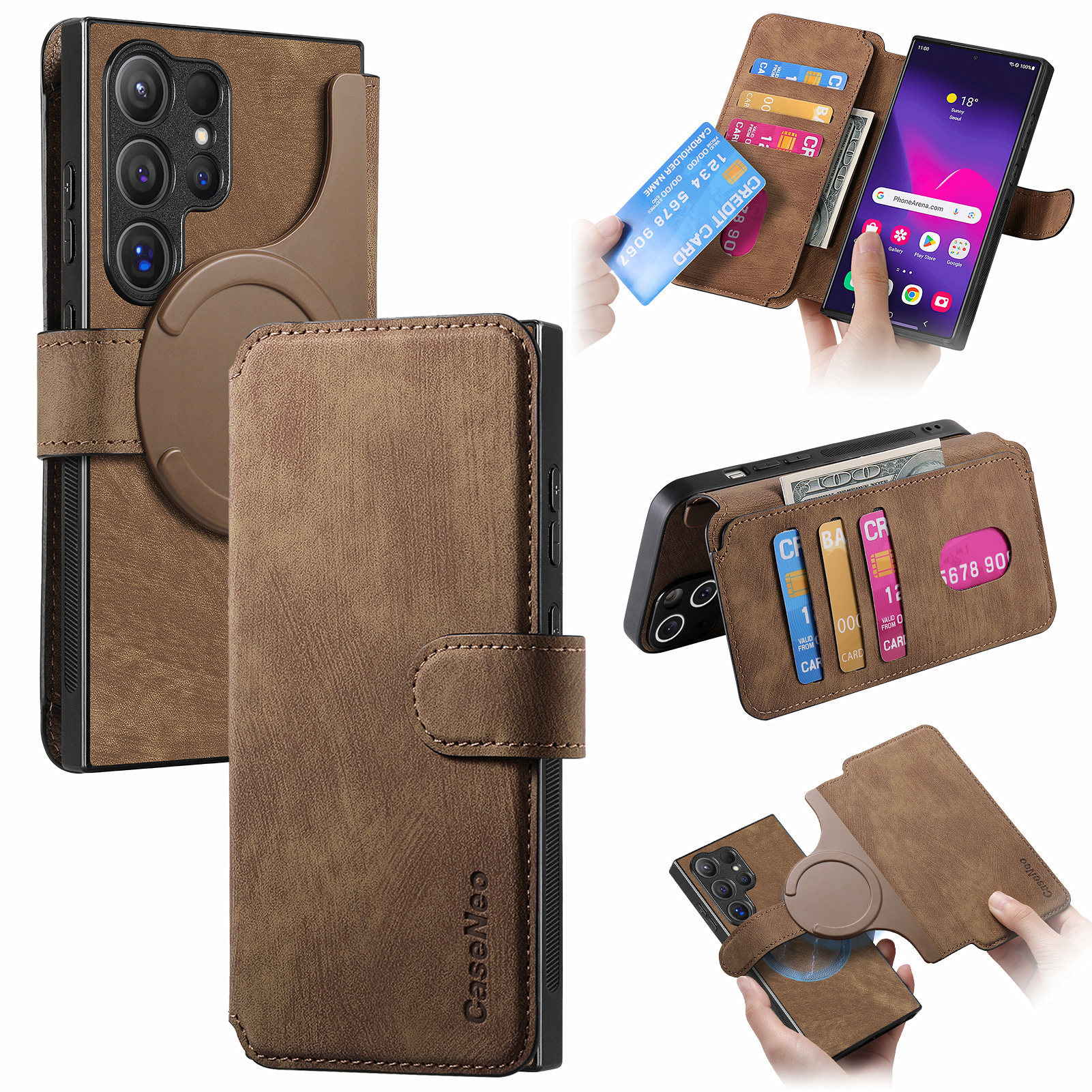 Creative 2-in-1 Magnetic Separate Leather Cover for Samsung S Series