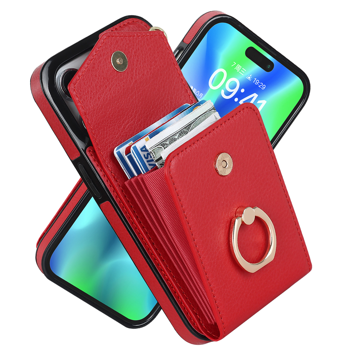 New Fashion Leather Wallet Case With Ring & Lanyard For Samsung