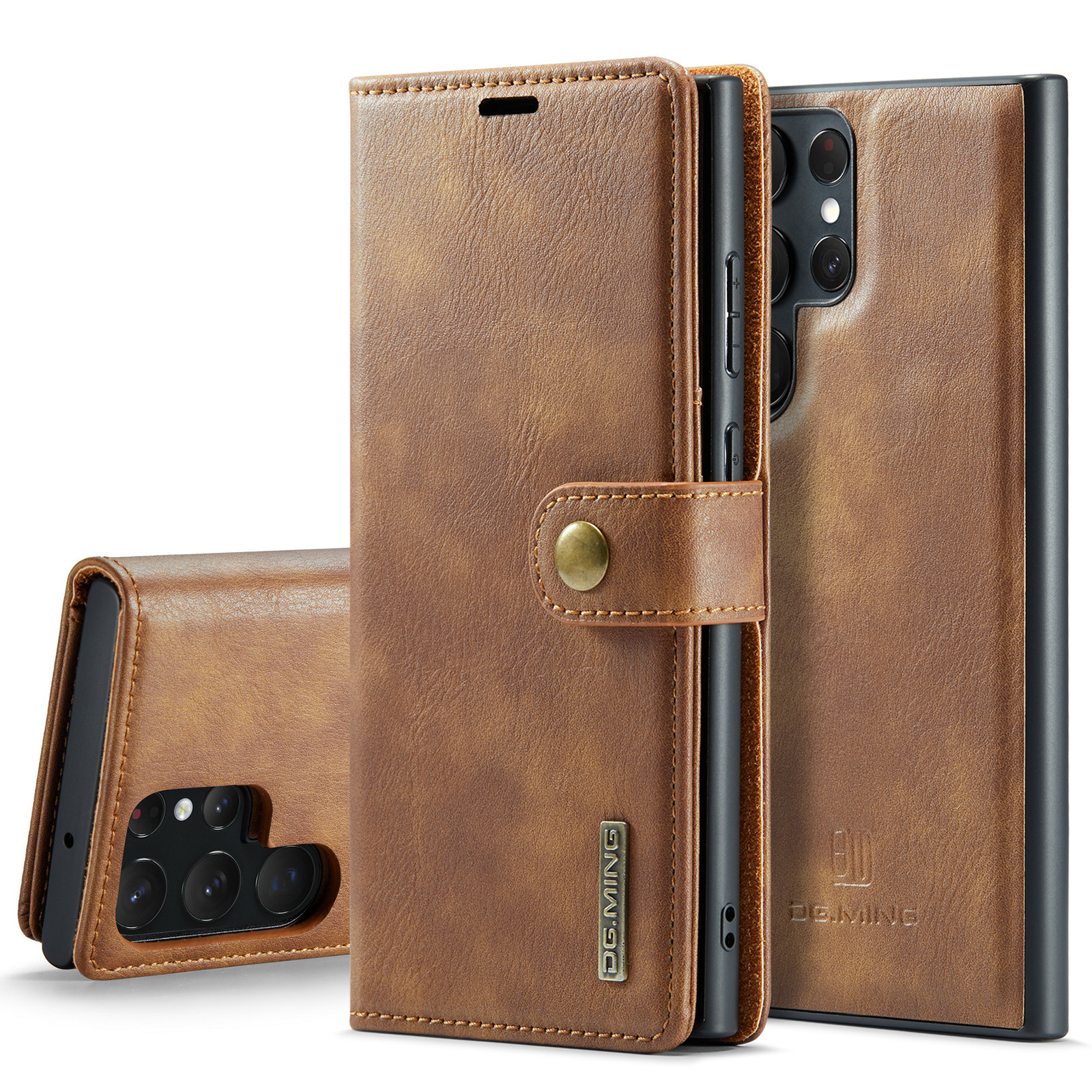 2-in-1 Split Leather Case Wallet Phone Case for Samsung S