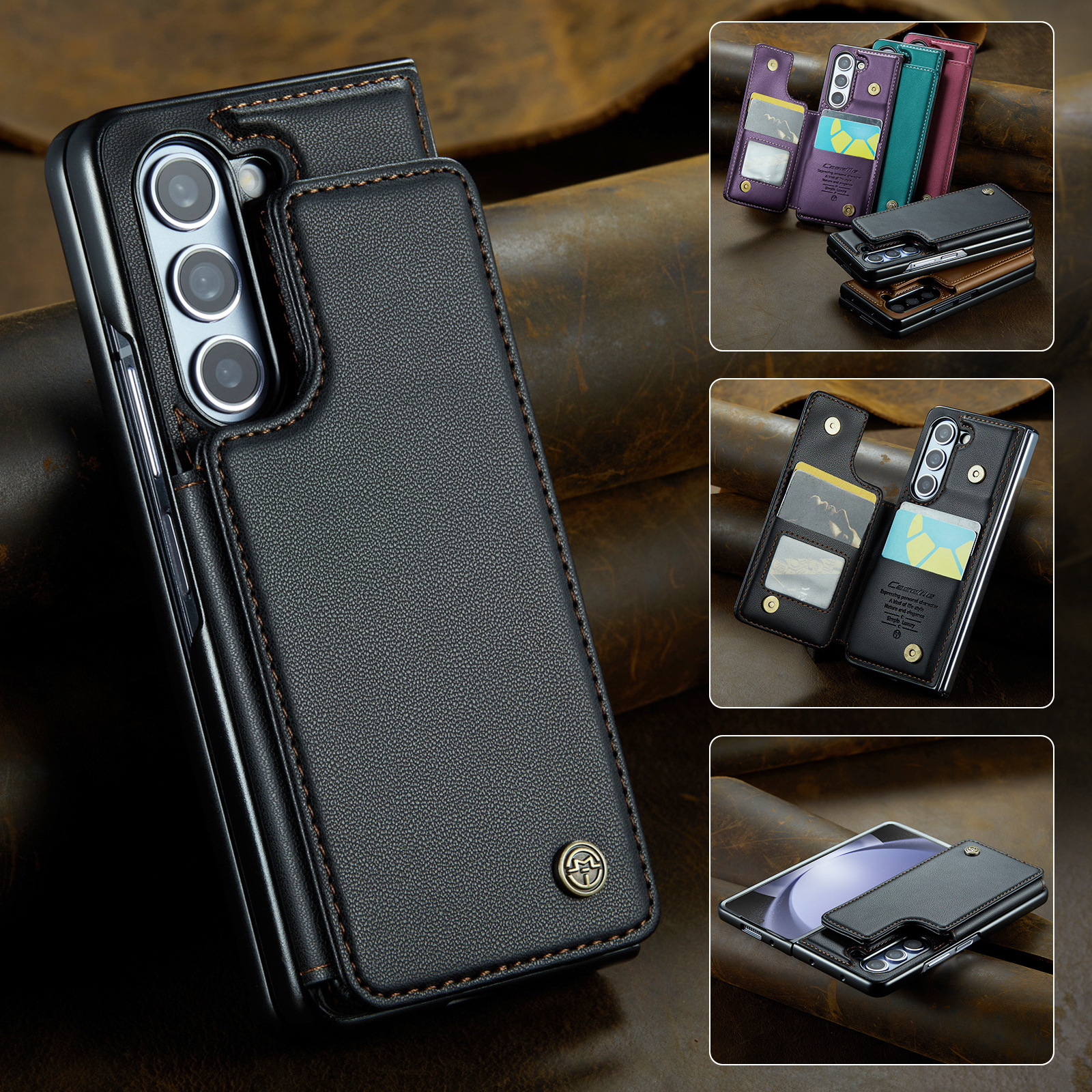 3-in-1 Wallet Leather Case for Samsung Z Fold 6/5/4/3（ C22）