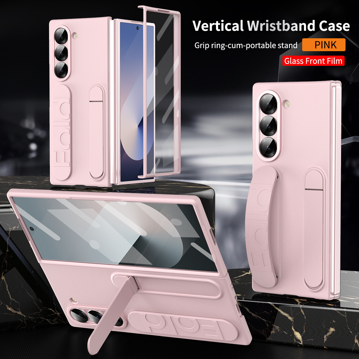 Folding Vertical Wrist Strap Case Membrane All-in-One Drop Protection Case for Samsung z fold 6/5/4/3