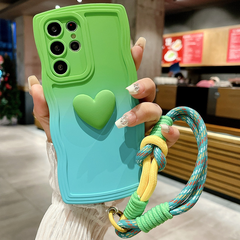 Gradient Love Wave Border Phone Case for Samsung Galaxy S24 S23 S22 S21 Plus Ultra