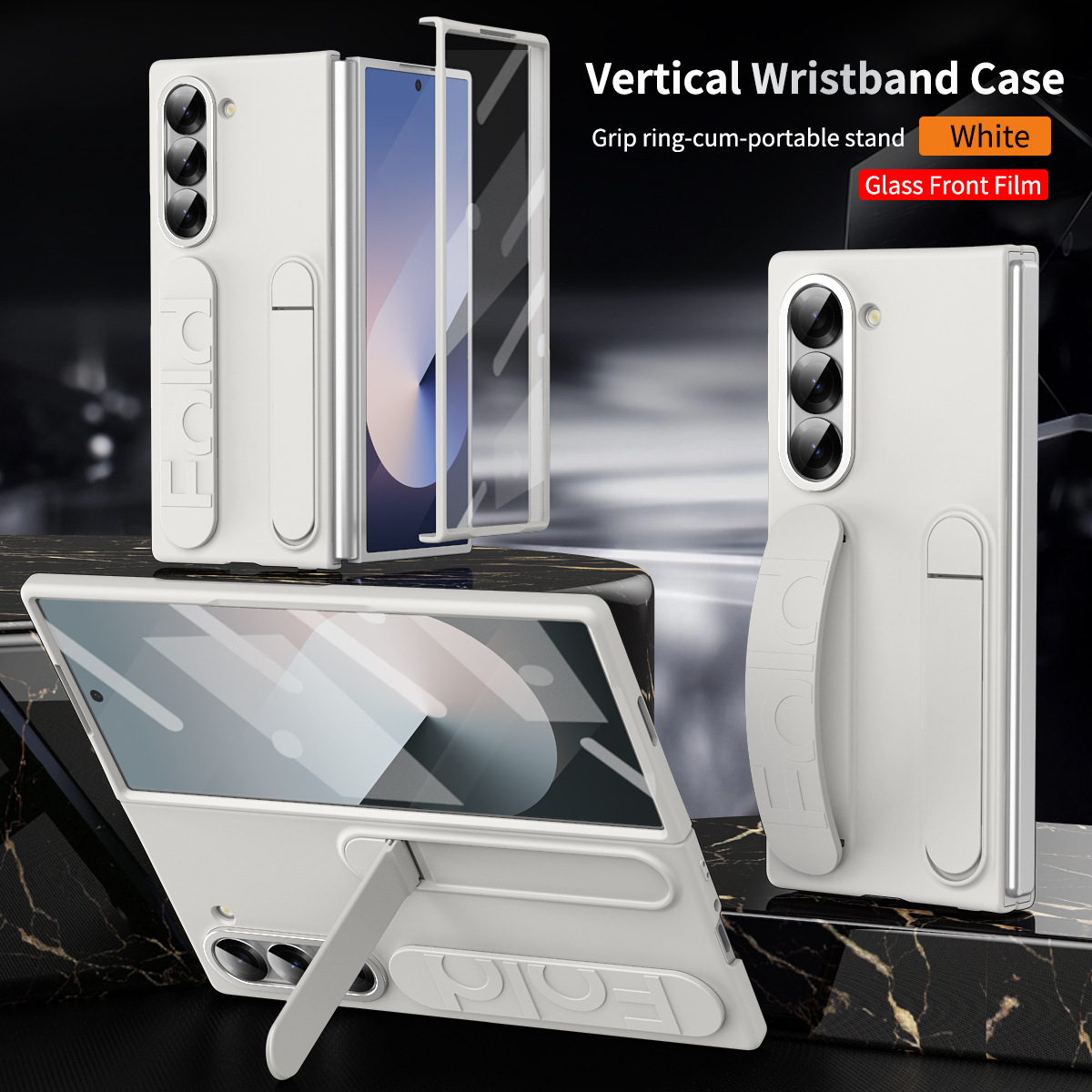 Folding Vertical Wrist Strap Case Membrane All-in-One Drop Protection Case for Samsung z fold 6/5/4/3
