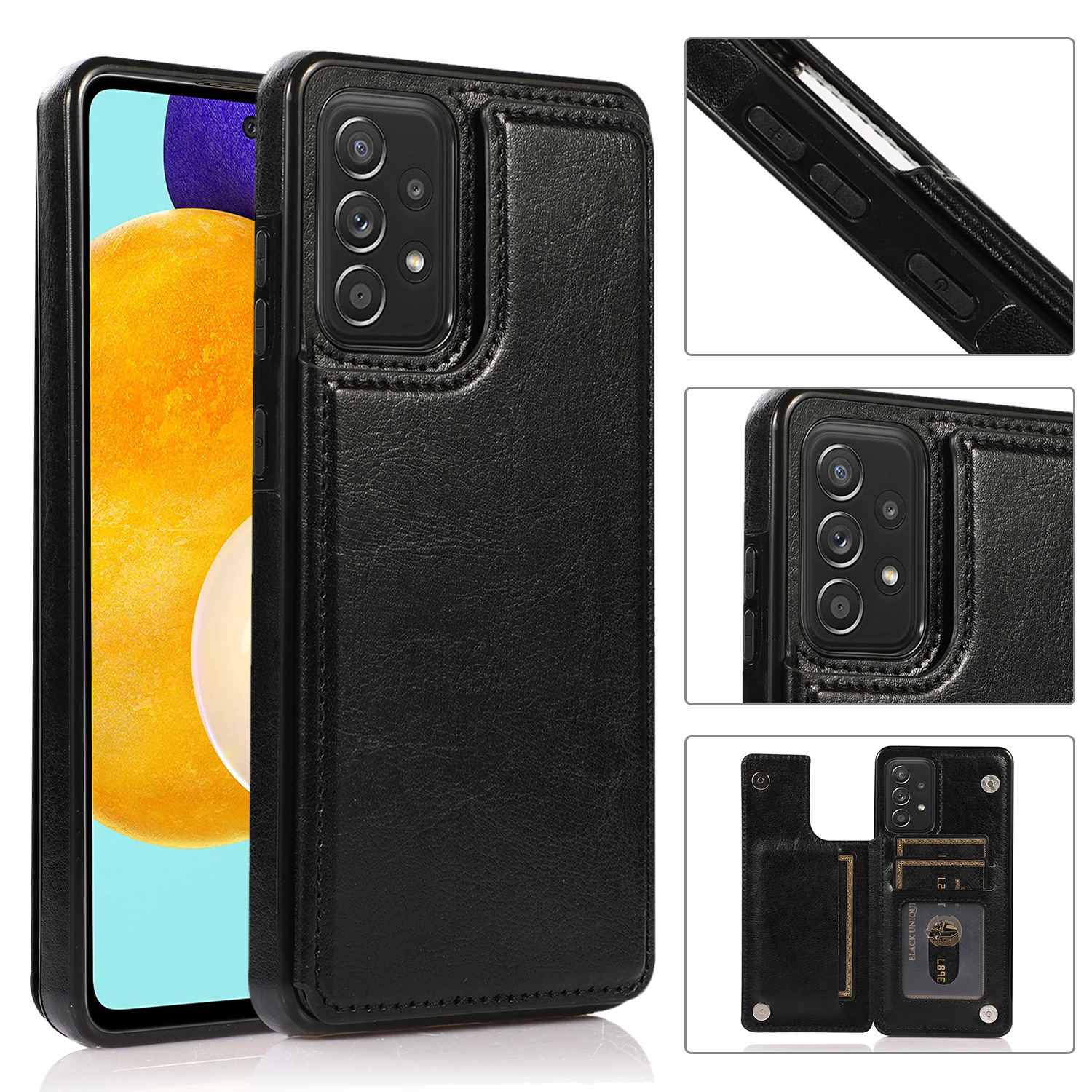 Crazy Horse Leather Card Holder Wallet Case for Samsung