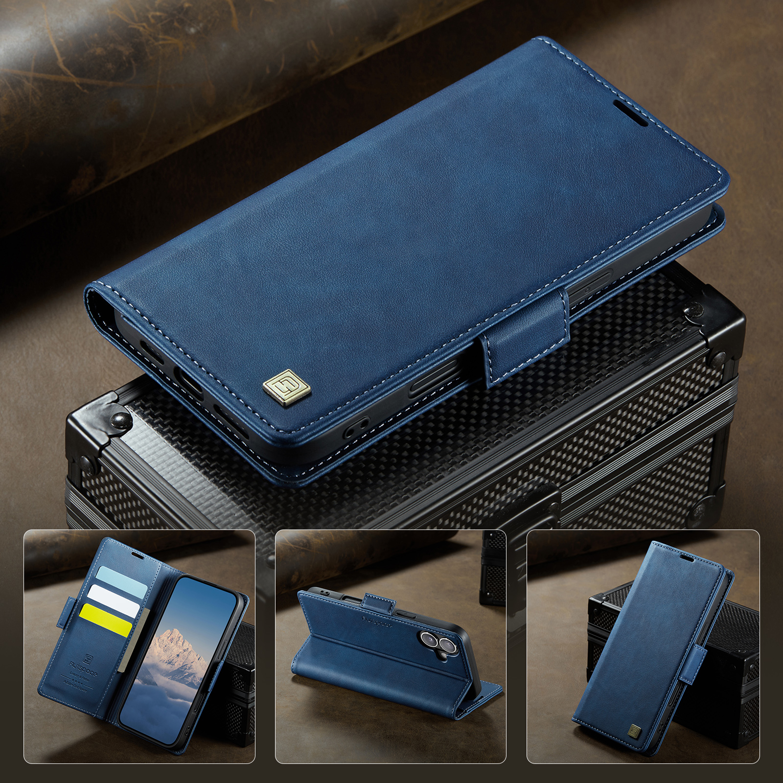 Autspace Flip cover leather card holder mobile phone case suitable for IPhone